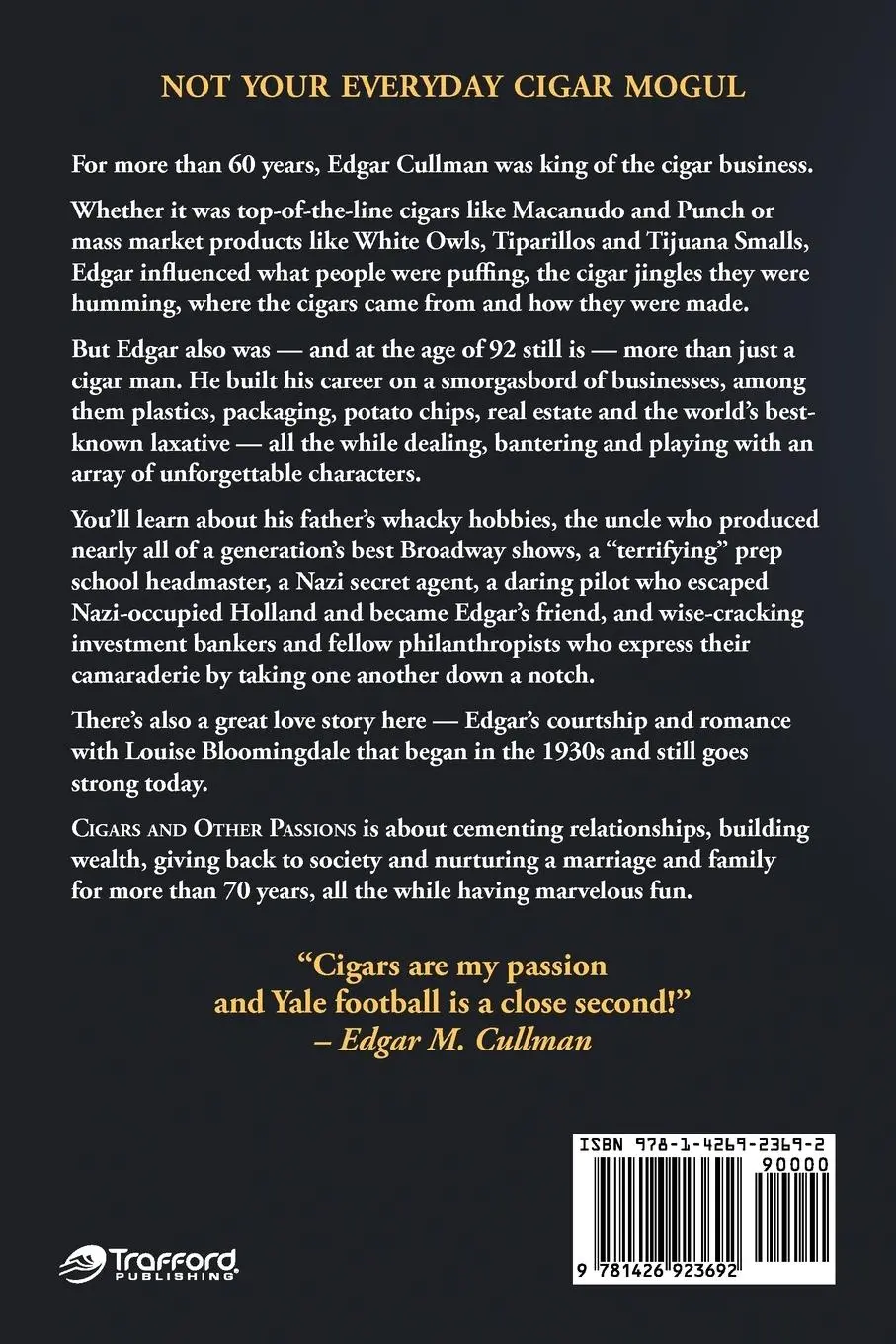 Rückseite: 9781426923692 | Cigars and Other Passions | The Biography of Edgar M. Cullman | Buch