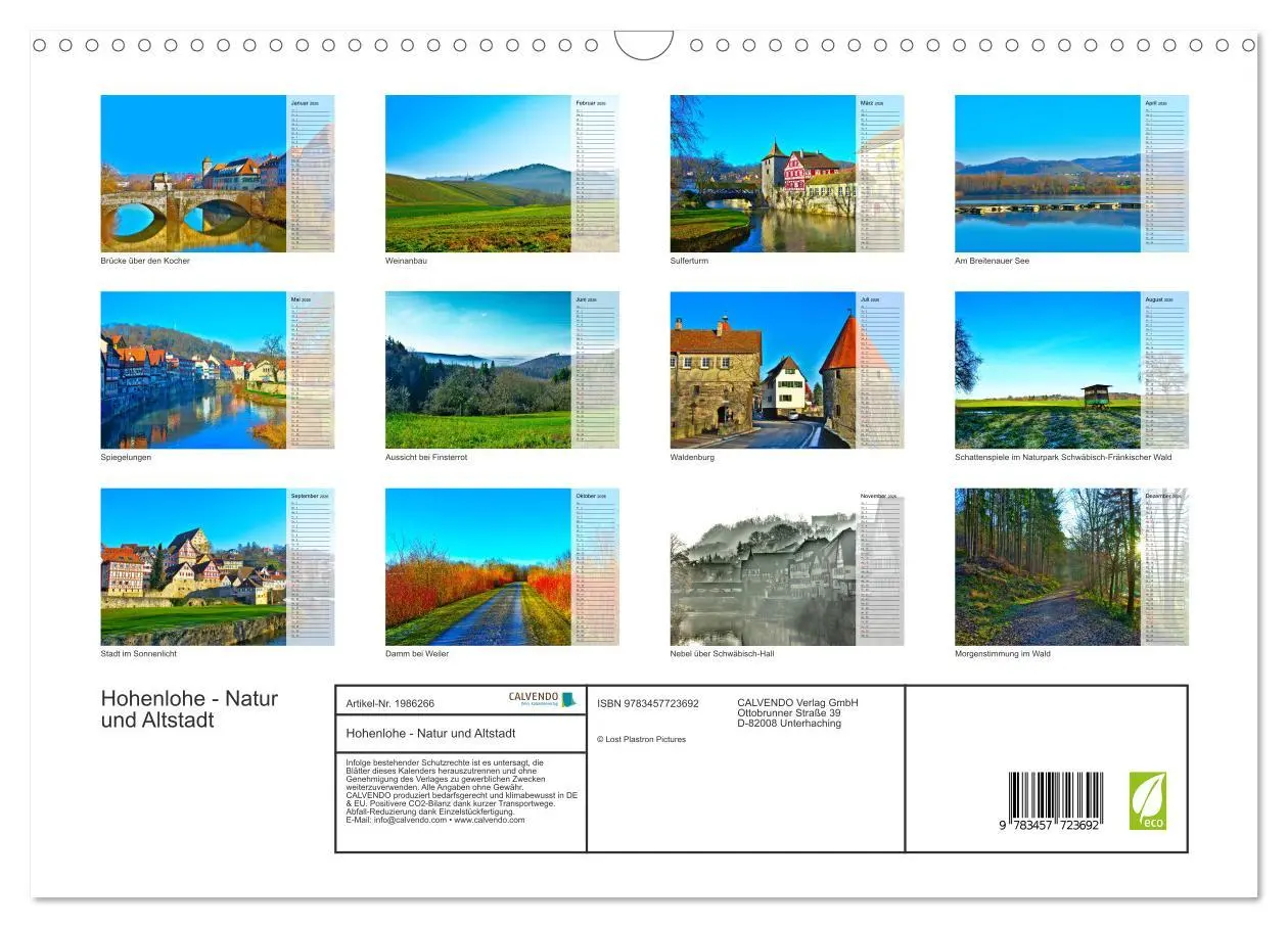 Bild: 9783457723692 | Hohenlohe - Natur und Altstadt (Wandkalender 2026 DIN A3 quer),...