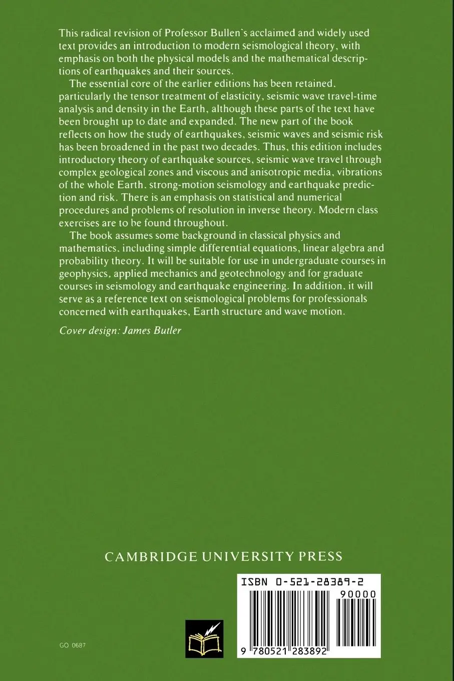 Rückseite: 9780521283892 | An Introduction to the Theory of Seismology | K. E. Bullen (u. a.)
