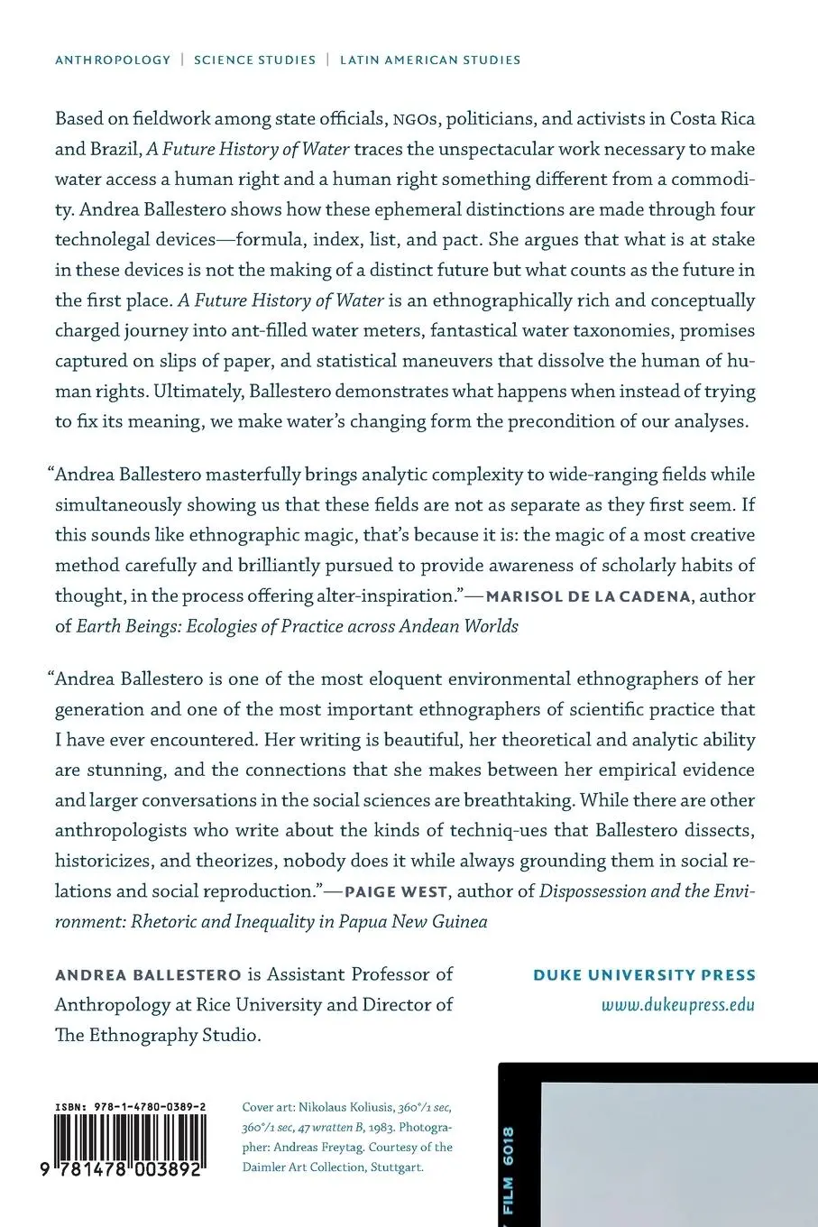 Rückseite: 9781478003892 | A Future History of Water | Andrea Ballestero | Taschenbuch | Englisch