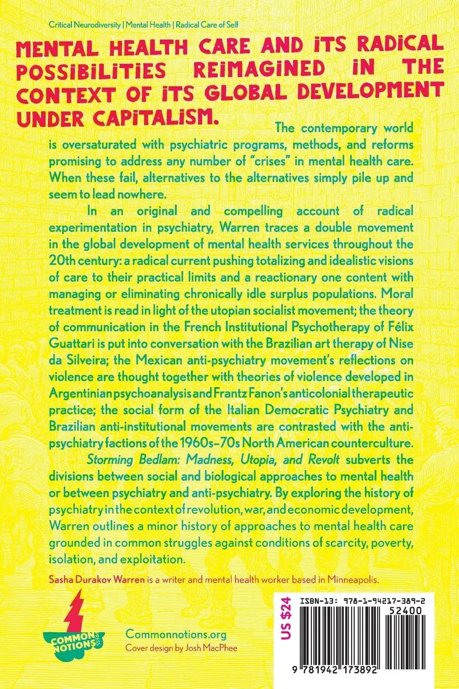 Rückseite: 9781942173892 | Storming Bedlam | Madness, Utopia, and Revolt | Sasha Warren | Buch