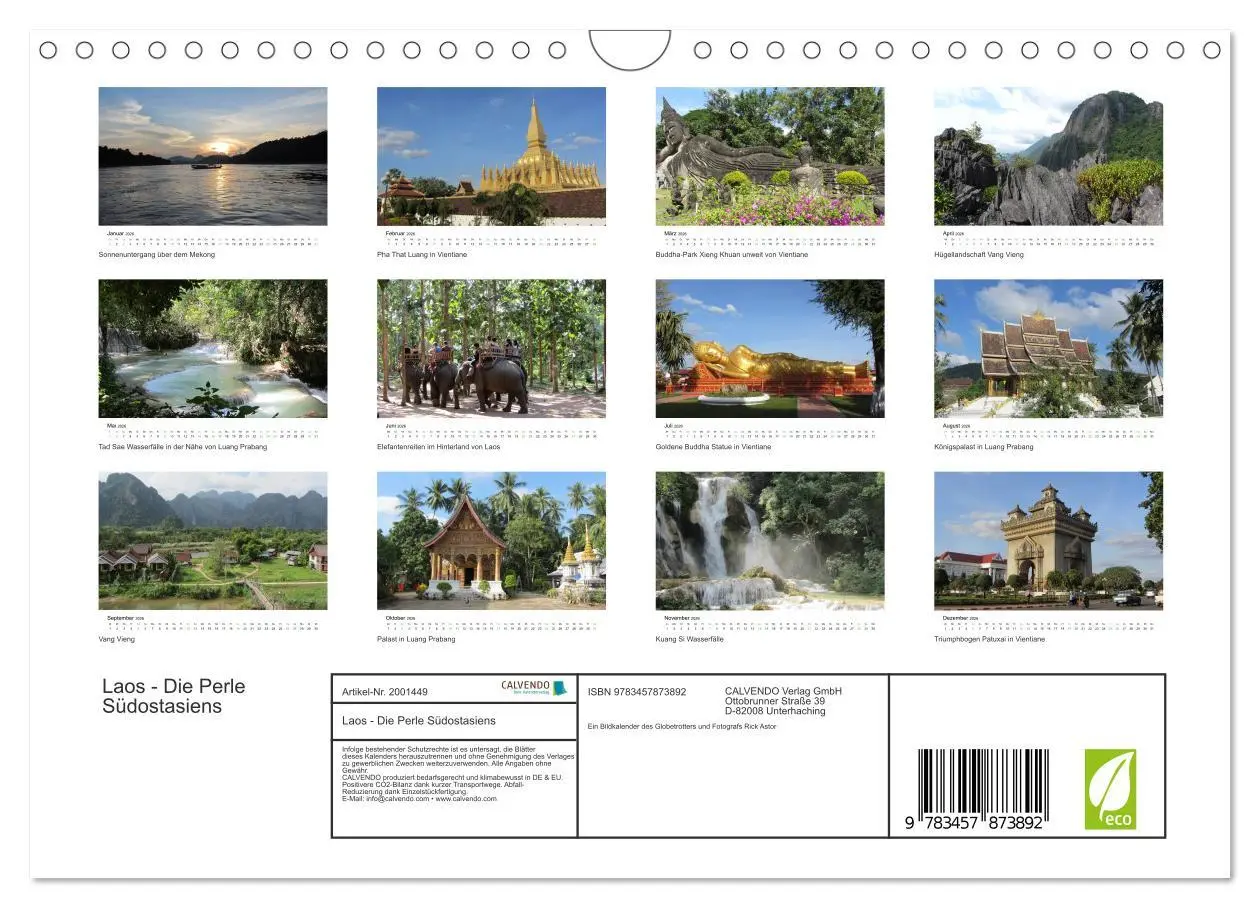Bild: 9783457873892 | Laos - Die Perle Südostasiens (Wandkalender 2026 DIN A4 quer),...