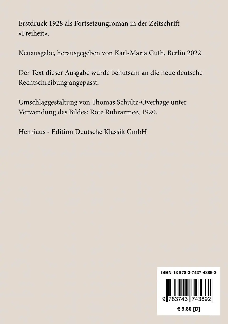 Rückseite: 9783743743892 | Der Kampf auf der Kille | Roman | Rudolf Braune | Taschenbuch | 108 S.