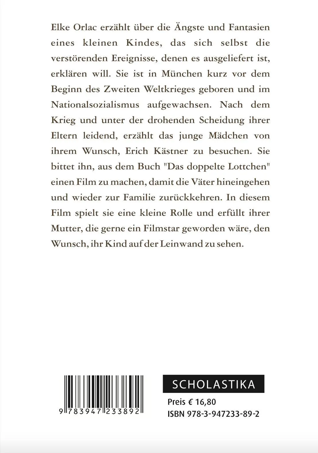 Rückseite: 9783947233892 | Das Geschöpf | Elke Orlac | Taschenbuch | 166 S. | Deutsch | 2024