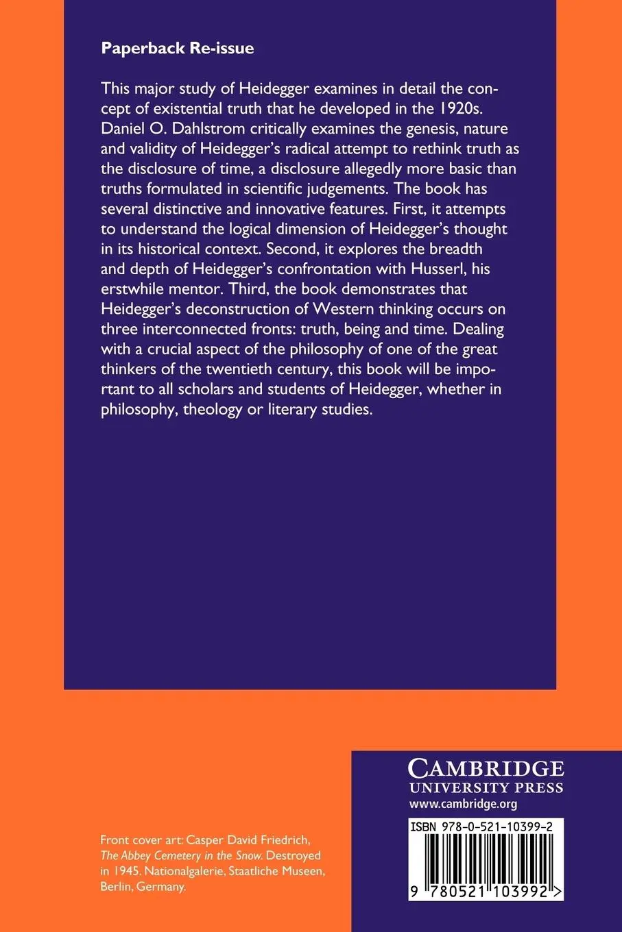 Rückseite: 9780521103992 | Heidegger's Concept of Truth | Daniel O. Dahlstrom | Taschenbuch