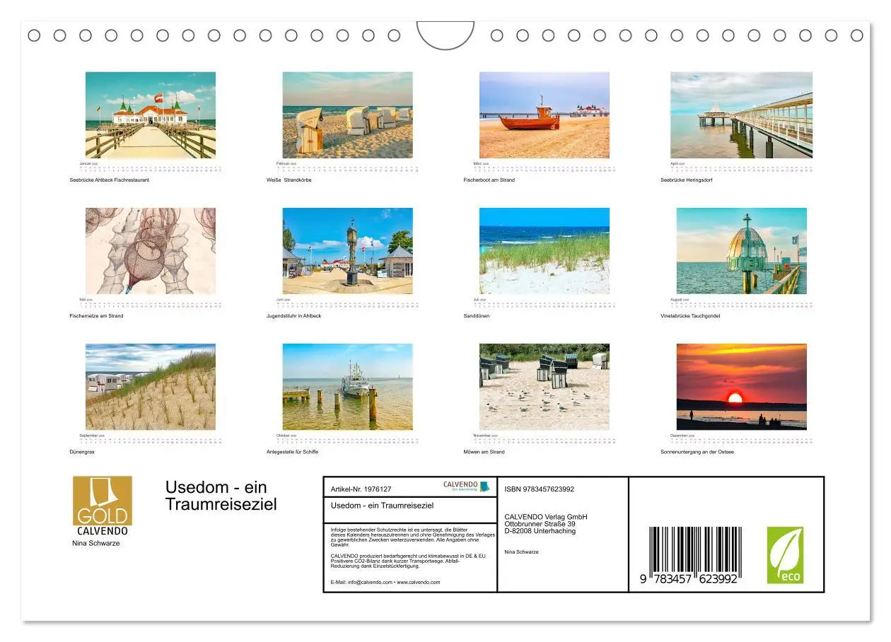 Bild: 9783457623992 | Usedom - ein Traumreiseziel (Wandkalender 2026 DIN A4 quer),...