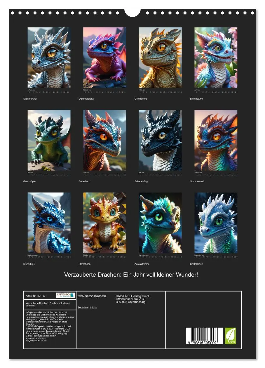 Bild: 9783516263992 | Verzauberte Drachen: Ein Jahr voll kleiner Wunder! (Wandkalender...