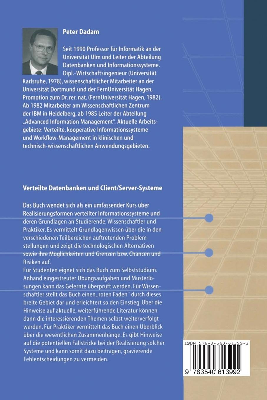 Rückseite: 9783540613992 | Verteilte Datenbanken und Client/Server-Systeme | Peter Dadam | Buch