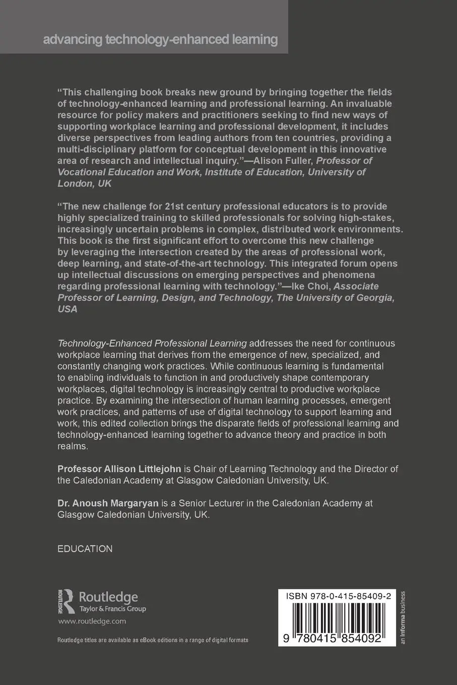 Rückseite: 9780415854092 | Technology-Enhanced Professional Learning | Allison Littlejohn (u. a.)