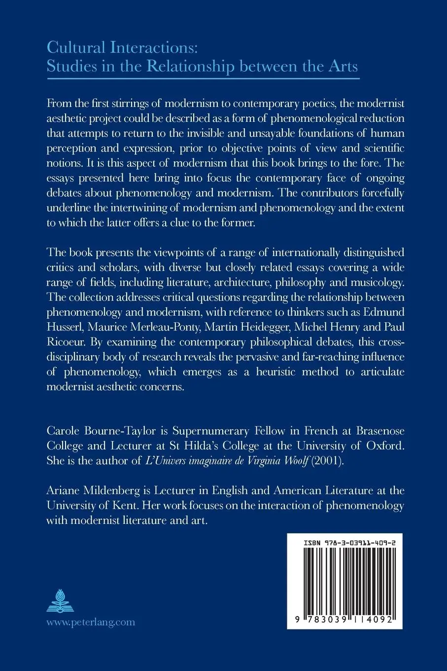 Rückseite: 9783039114092 | Phenomenology, Modernism and Beyond | Bourne-Taylor (u. a.) | Buch