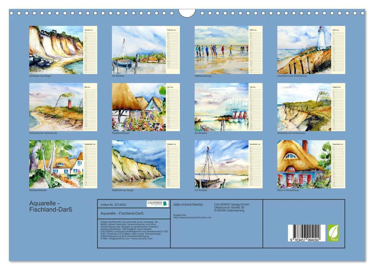 Bild: 9783457994092 | Aquarelle - Fischland-Darß (Wandkalender 2026 DIN A3 quer),...