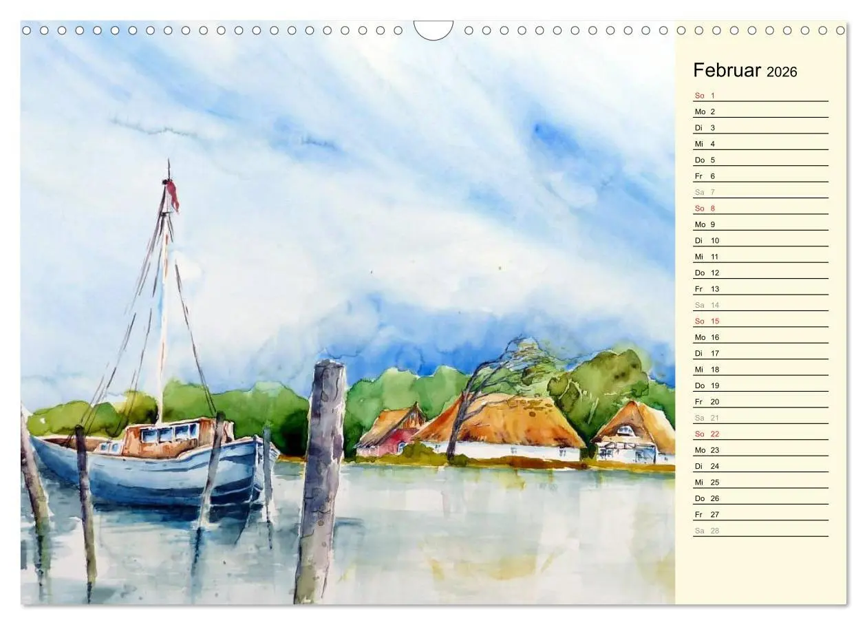 Bild: 9783457994092 | Aquarelle - Fischland-Darß (Wandkalender 2026 DIN A3 quer),...