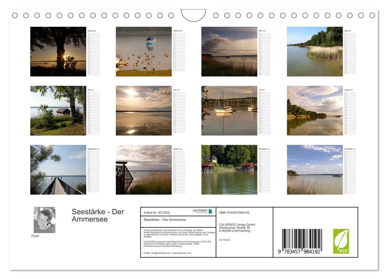 Bild: 9783457984192 | Seestärke - Der Ammersee (Wandkalender 2026 DIN A4 quer), CALVENDO...