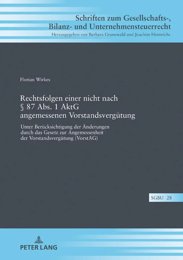 Cover: 9783631744192 | Rechtsfolgen einer nicht nach § 87 Abs. 1 AktG angemessenen...