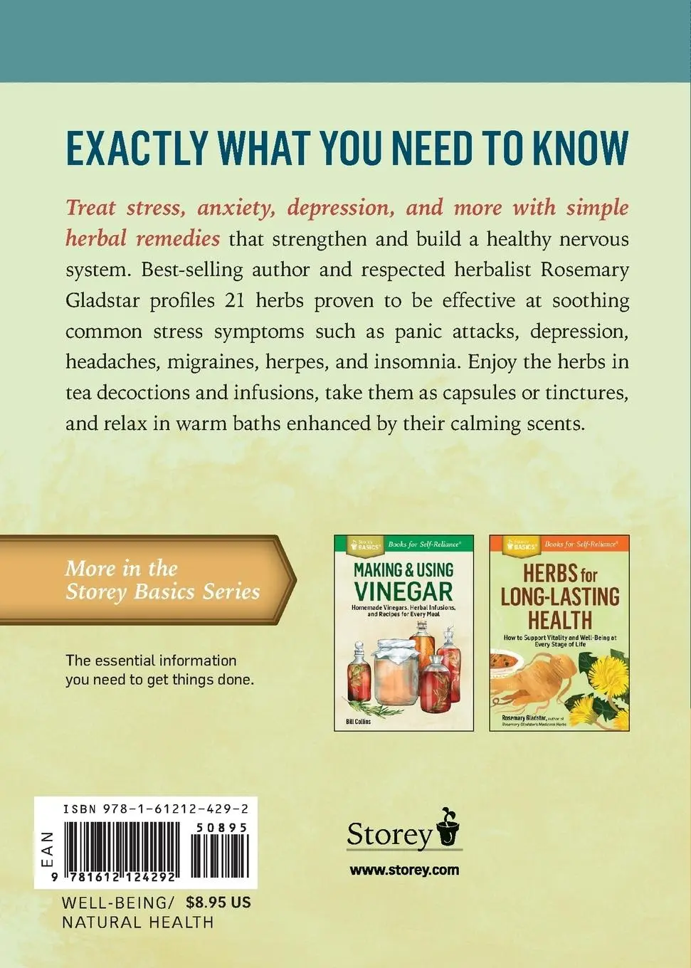 Rückseite: 9781612124292 | Herbs for Stress &amp; Anxiety | Rosemary Gladstar | Taschenbuch | 2014