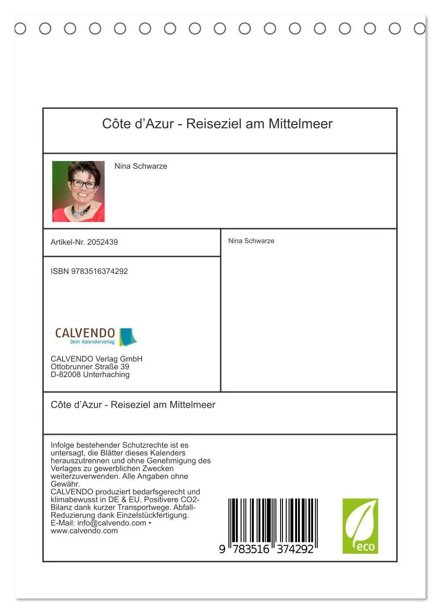 Bild: 9783516374292 | Côte d'Azur - Reiseziel am Mittelmeer (Tischkalender 2026 DIN A5...