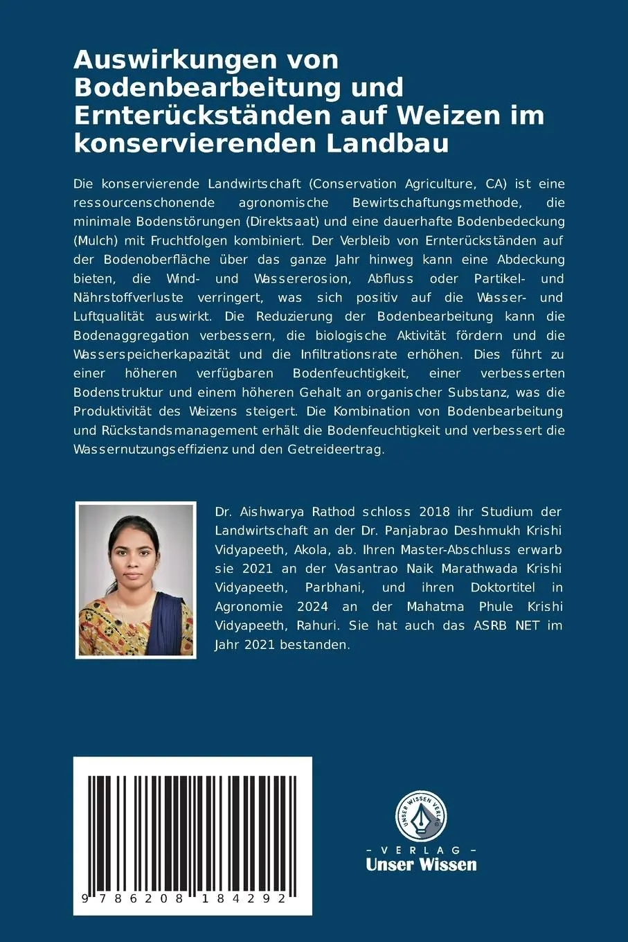 Rückseite: 9786208184292 | Auswirkungen von Bodenbearbeitung und Ernterückständen auf Weizen...