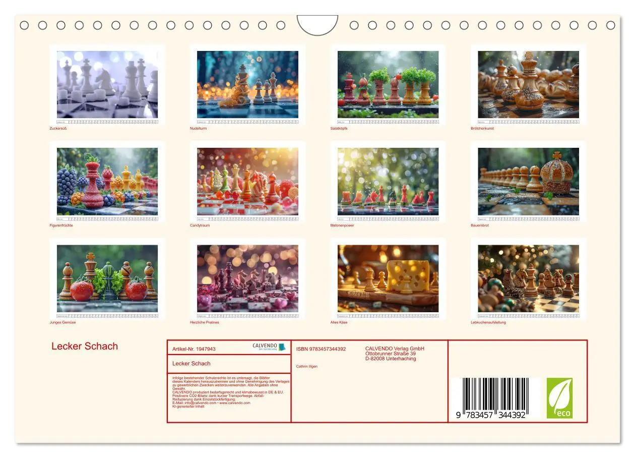 Bild: 9783457344392 | Lecker Schach (Wandkalender 2026 DIN A4 quer), CALVENDO Monatskalender