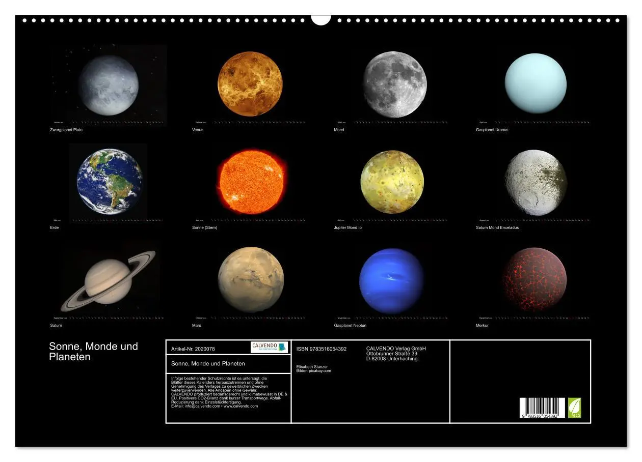 Bild: 9783516054392 | Sonne, Monde und Planeten (Wandkalender 2026 DIN A2 quer), CALVENDO...