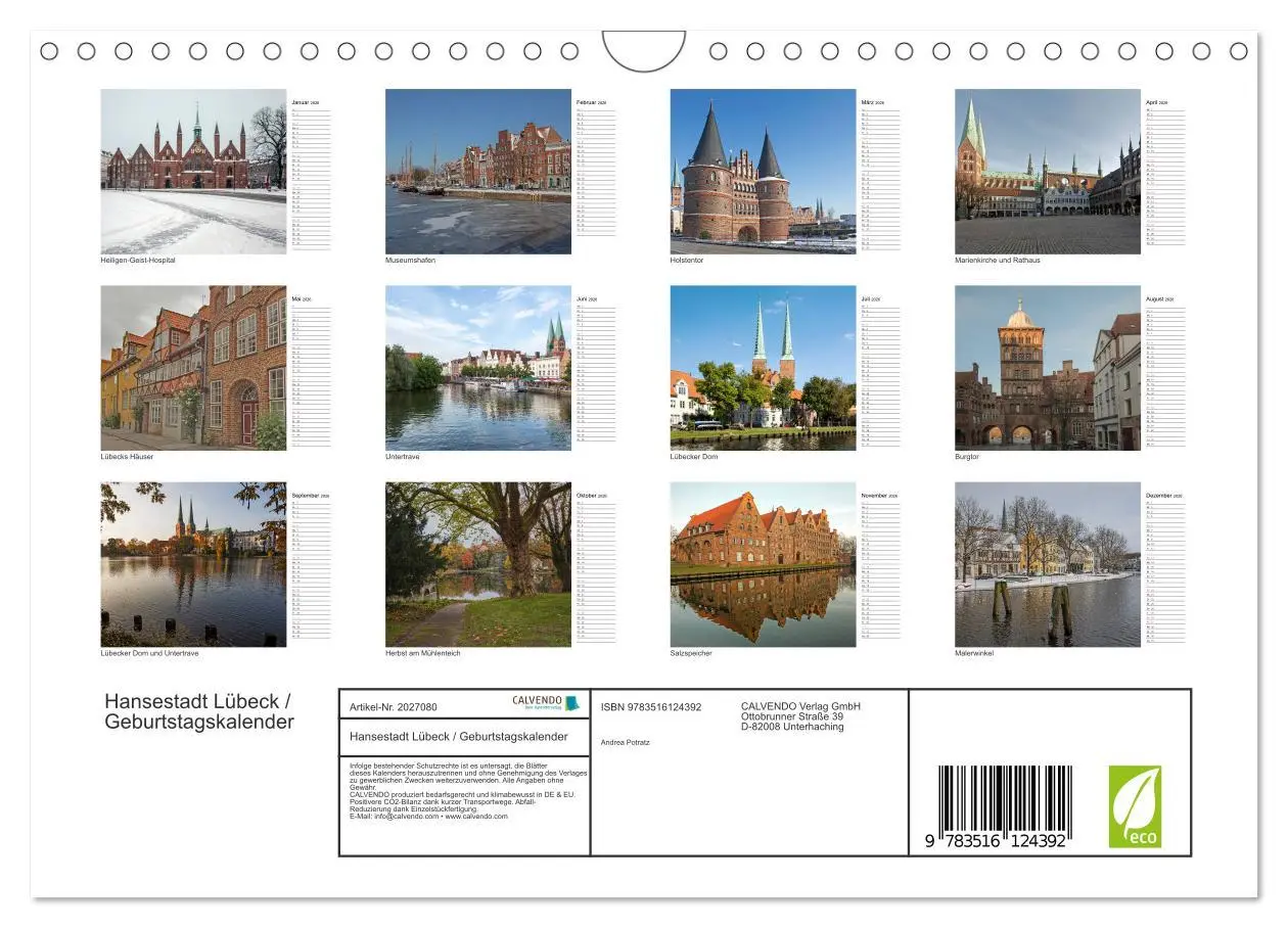 Bild: 9783516124392 | Hansestadt Lübeck / Geburtstagskalender (Wandkalender 2026 DIN A4...