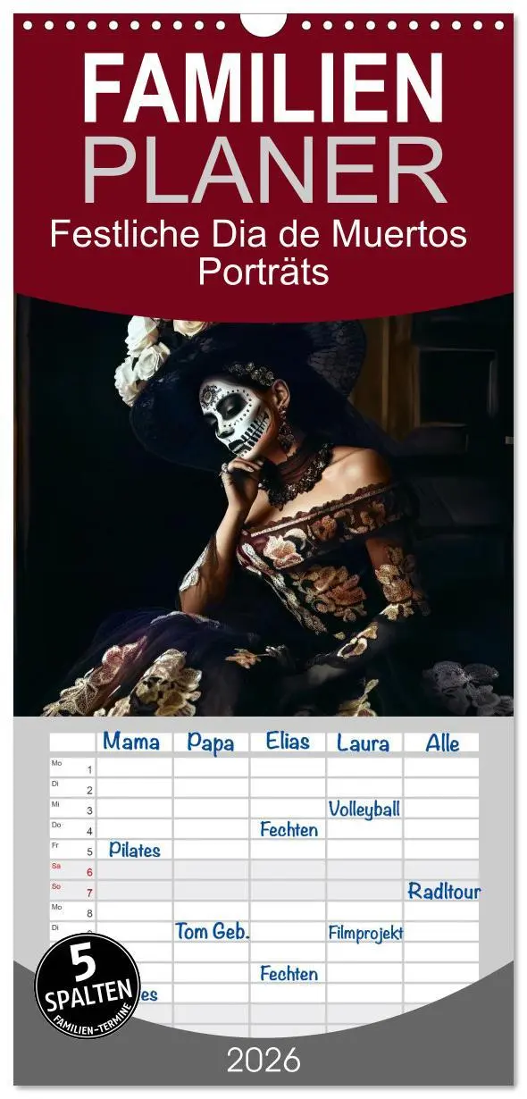 Cover: 9783516504392 | Familienplaner 2026 - Festliche Dia de Muertos Porträts mit 5...