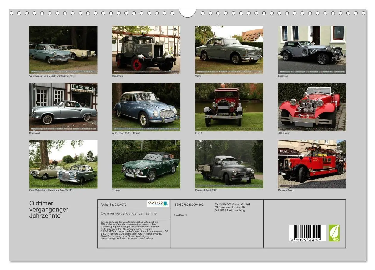 Bild: 9783569904392 | Oldtimer vergangenger Jahrzehnte (Wandkalender 2027 DIN A3 quer),...