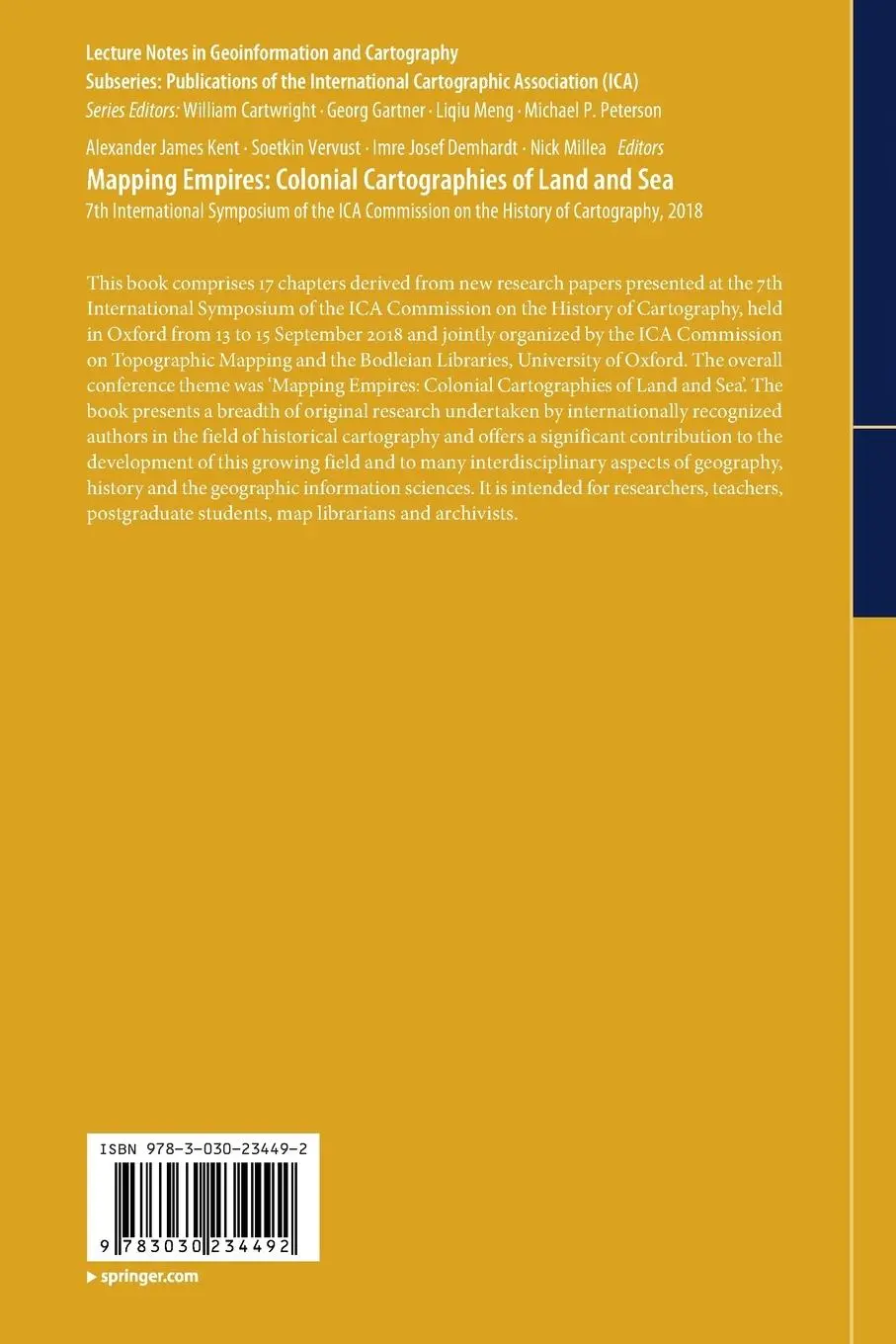 Rückseite: 9783030234492 | Mapping Empires: Colonial Cartographies of Land and Sea | Kent (u. a.)
