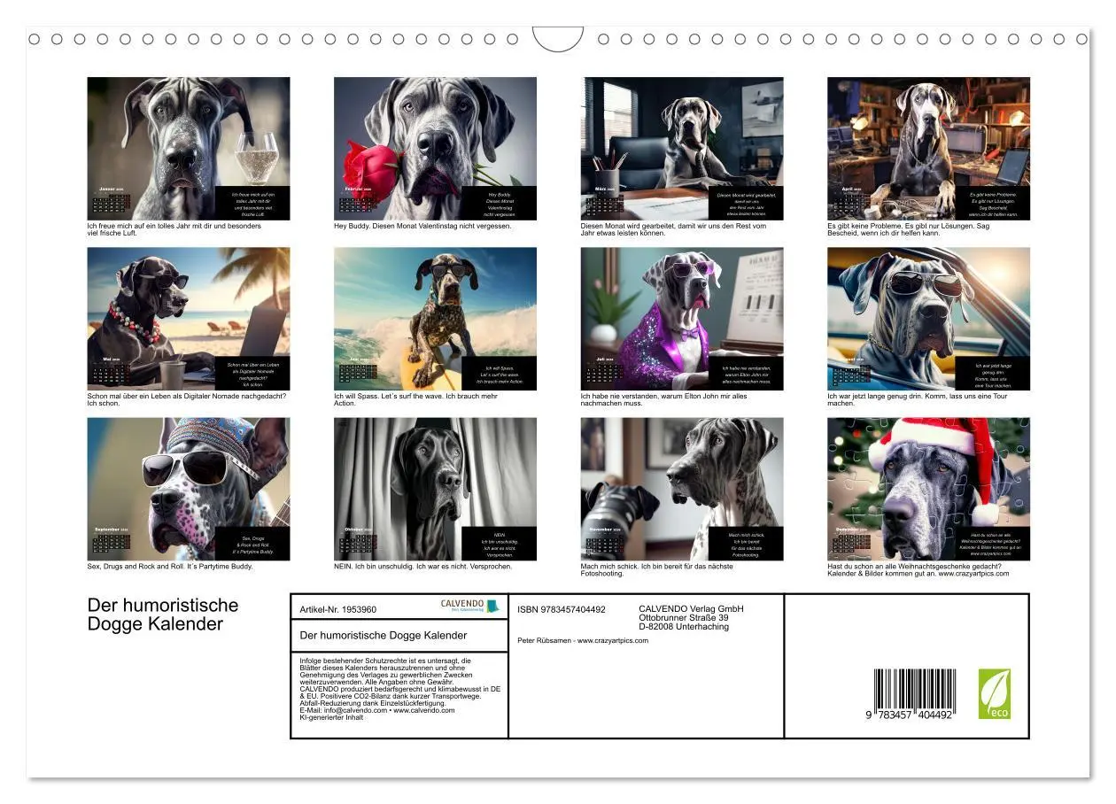 Bild: 9783457404492 | Der humoristische Dogge Kalender (Wandkalender 2026 DIN A3 quer),...