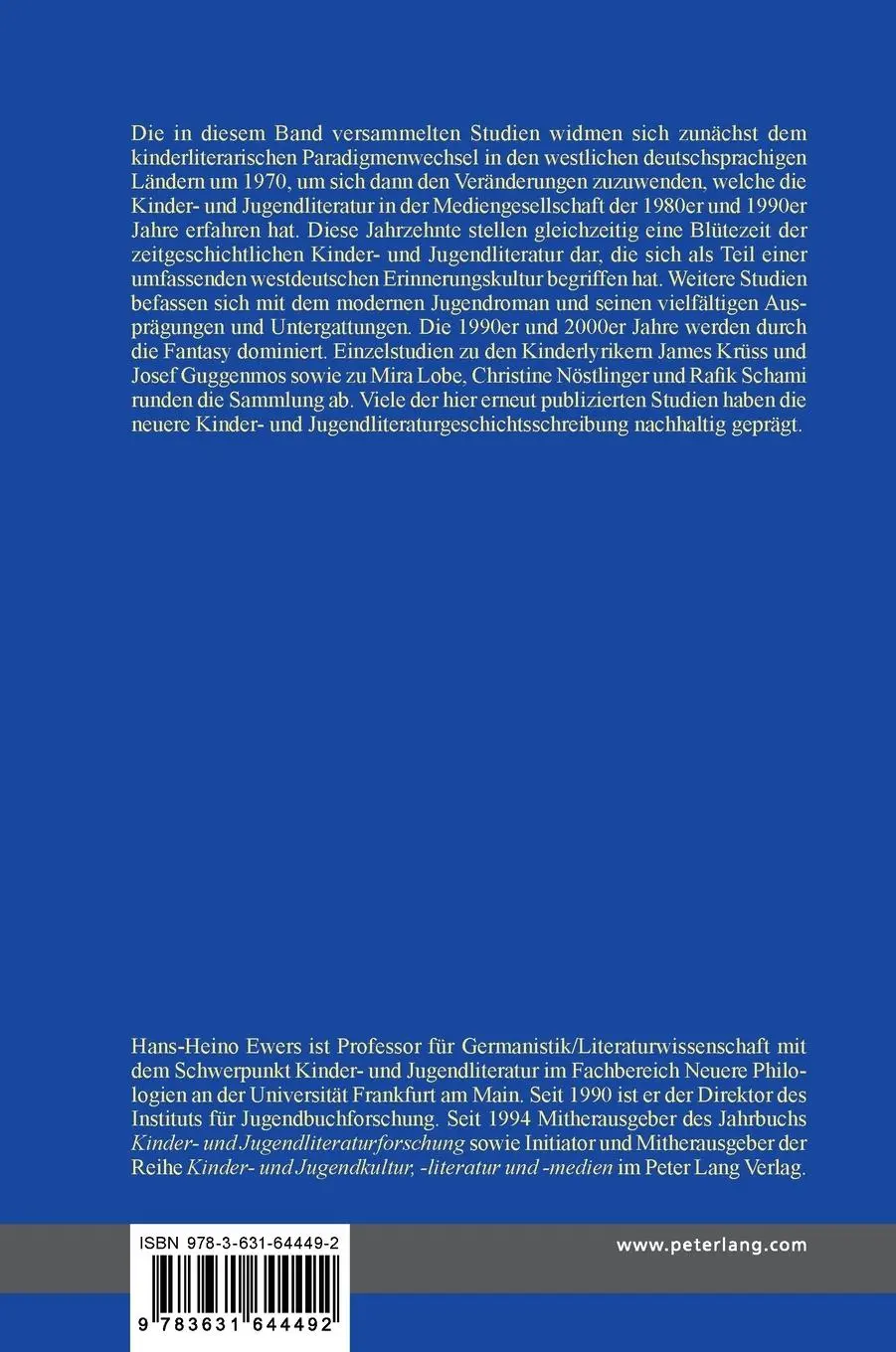 Rückseite: 9783631644492 | Literaturanspruch und Unterhaltungsabsicht | Hans-Heino Ewers | Buch