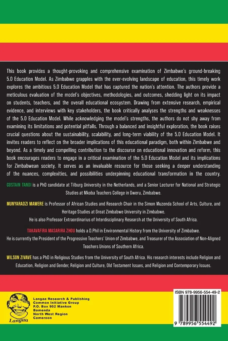 Rückseite: 9789956554492 | Beyond Zimbabwe's 5.0 Education Model | A Critical Examination | Zhou