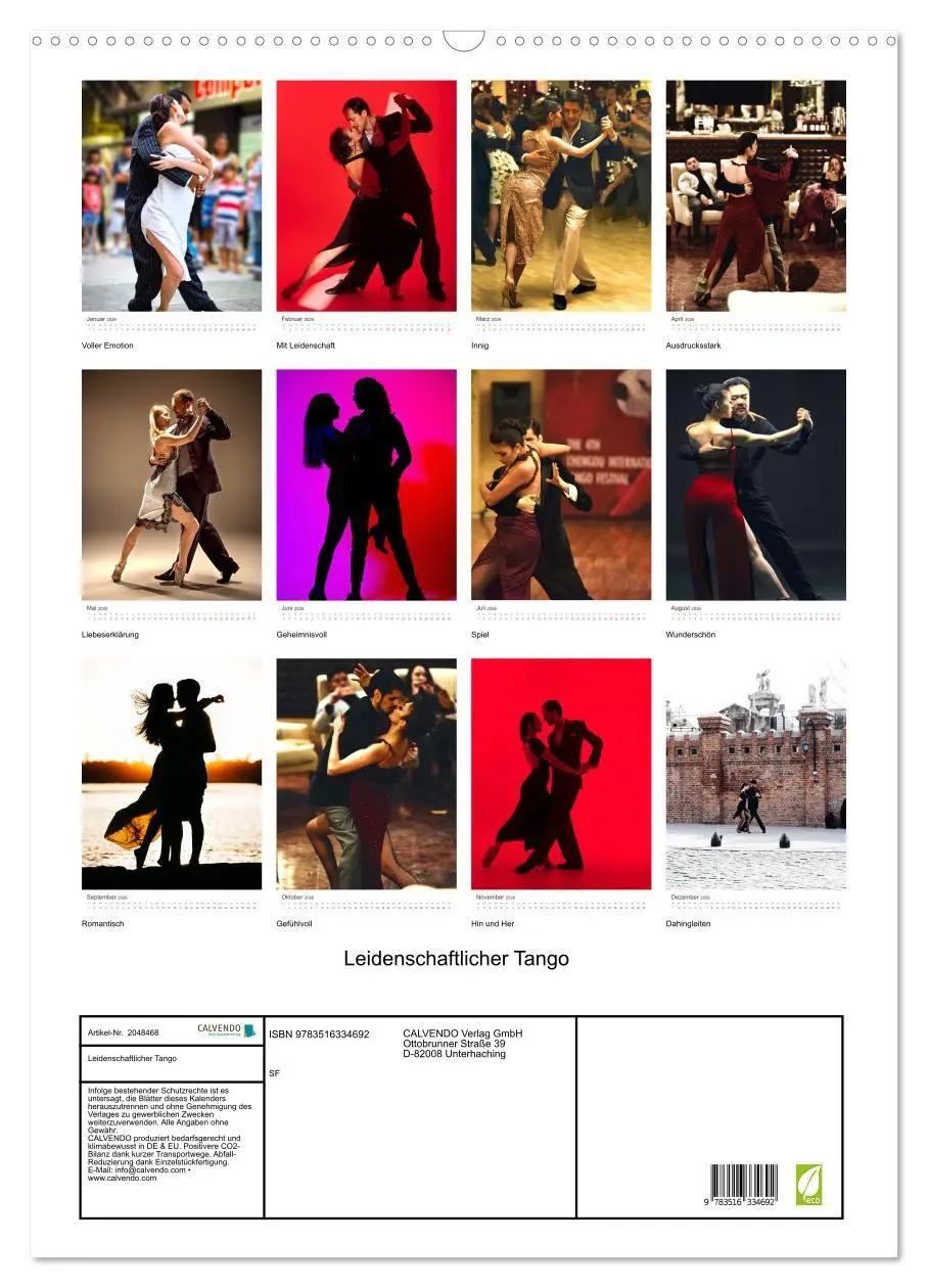 Bild: 9783516334692 | Leidenschaftlicher Tango (Wandkalender 2026 DIN A2 hoch), CALVENDO...