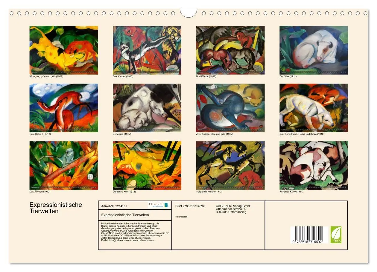 Bild: 9783516714692 | Expressionistische Tierwelten (Wandkalender 2026 DIN A3 quer),...