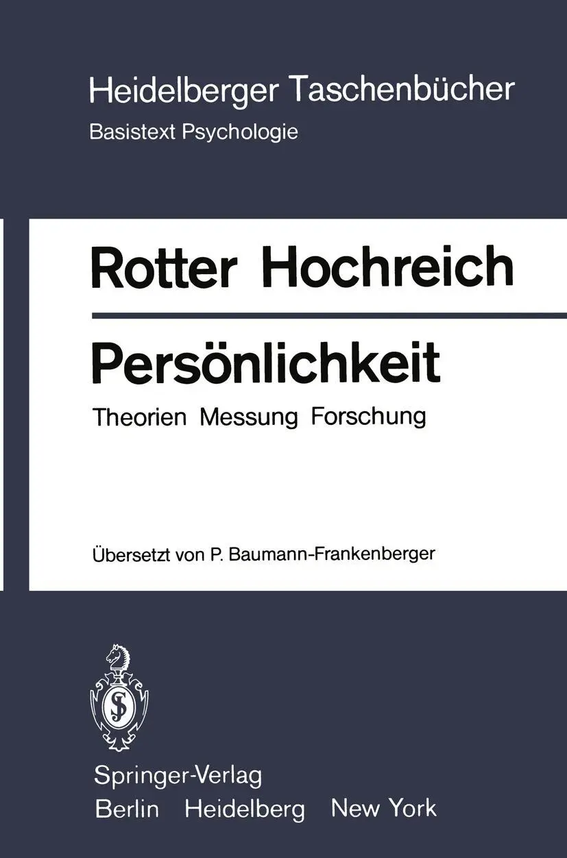 Cover: 9783540094692 | Persönlichkeit | Theorien Messung Forschung | Julian B. Rotter (u. a.)