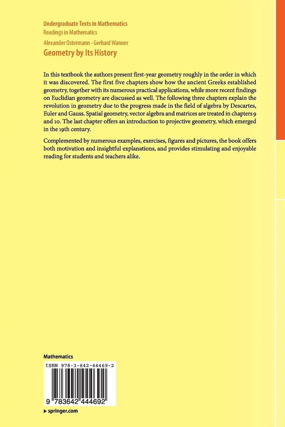 Rückseite: 9783642444692 | Geometry by Its History | Gerhard Wanner (u. a.) | Taschenbuch | xii