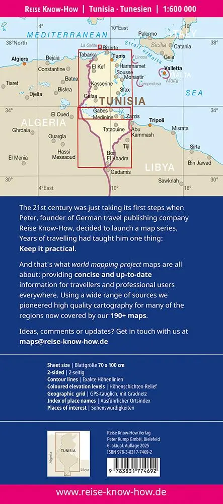 Rückseite: 9783831774692 | Reise Know-How Landkarte Tunesien / Tunisia (1:600.000) | (Land-)Karte
