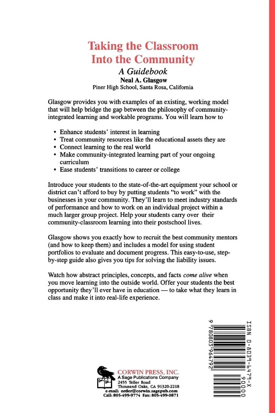 Rückseite: 9780803964792 | Taking the Classroom Into the Community | A Guidebook | Glasgow | Buch