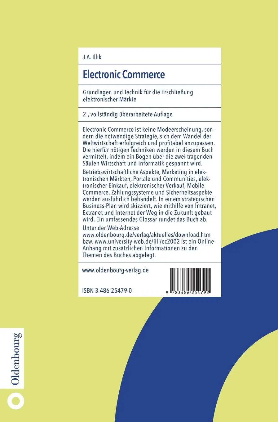 Rückseite: 9783486254792 | Electronic Commerce | J. Anton Illik | Buch | 320 S. | Deutsch | 2002