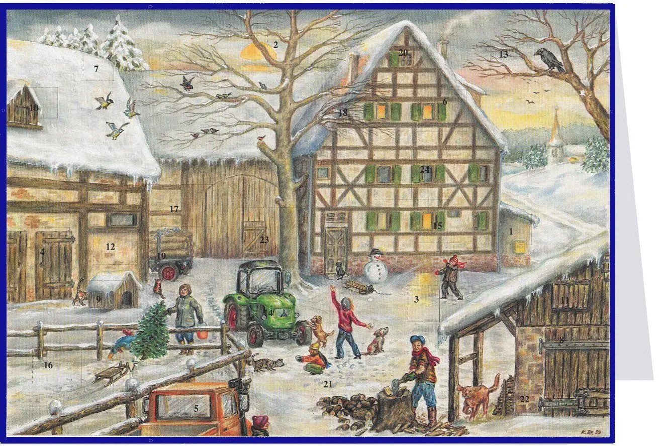 Cover: 4025985404892 | Postkarten-Adventskalender "Winter auf dem Bauernhof" | W. Rohr