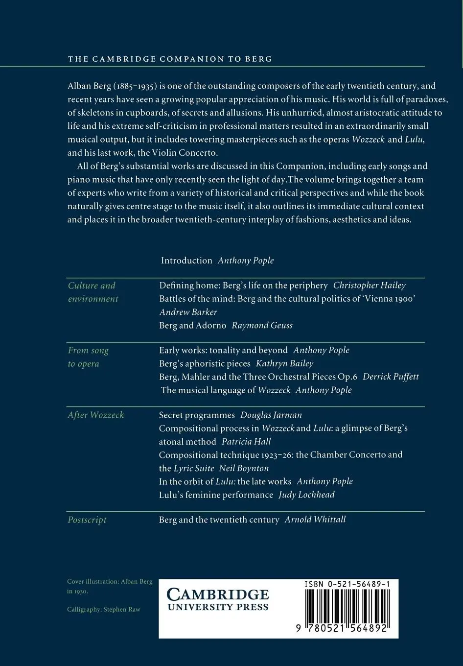 Rückseite: 9780521564892 | The Cambridge Companion to Berg | Anthony Pople (u. a.) | Taschenbuch