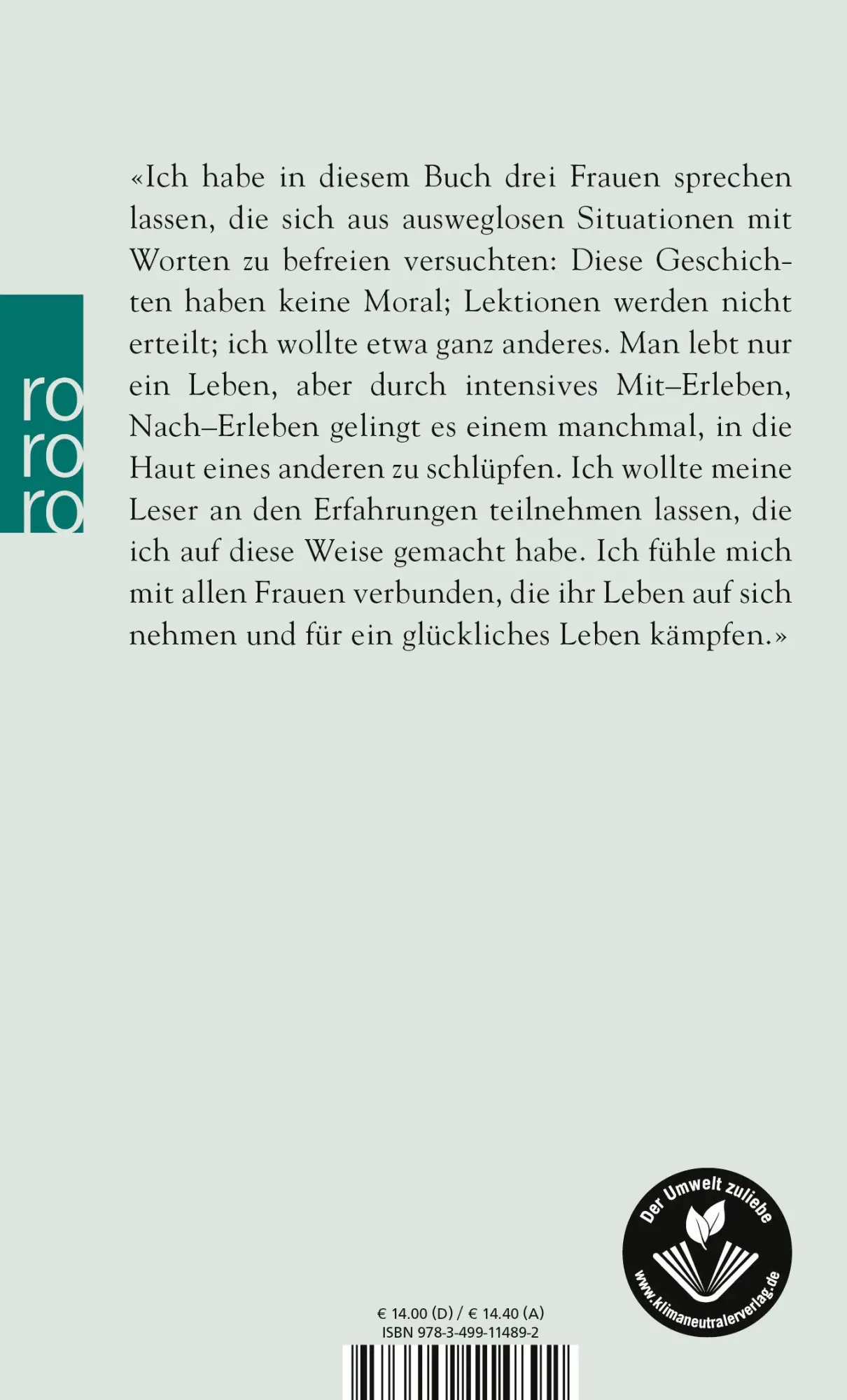 Rückseite: 9783499114892 | Eine gebrochene Frau | Simone de Beauvoir | Taschenbuch | 288 S.