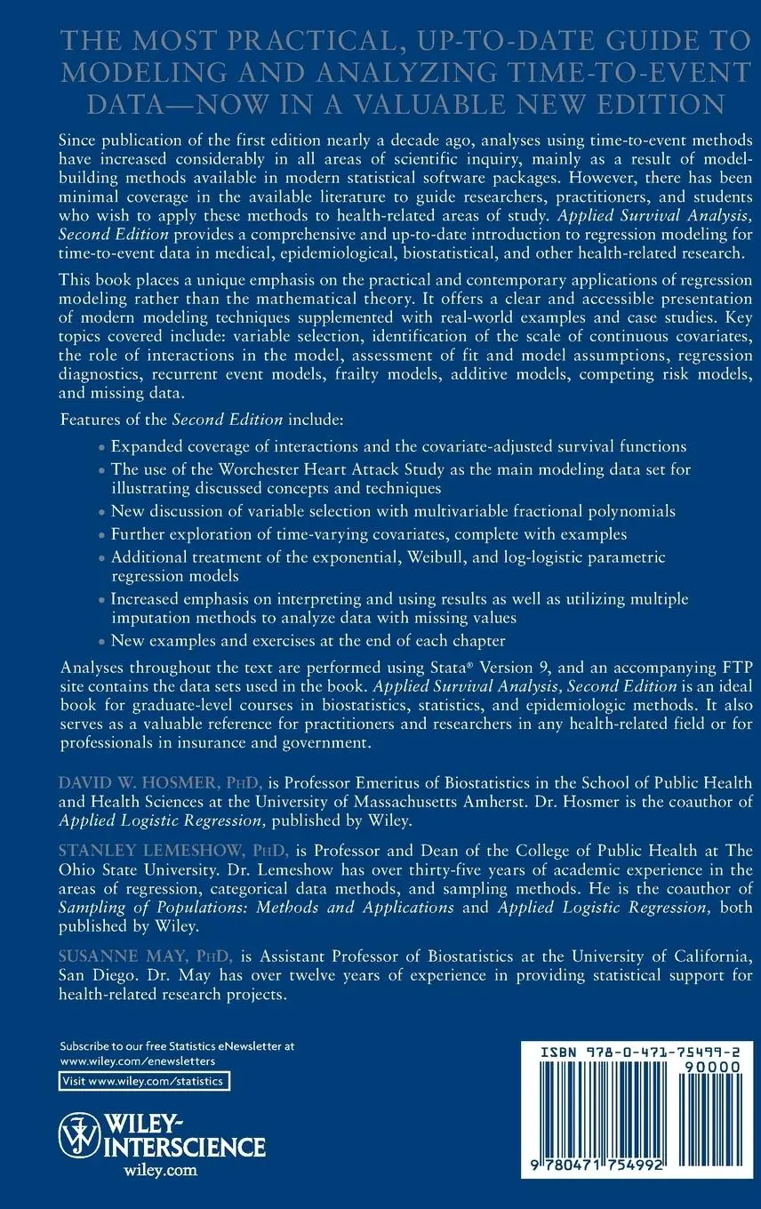 Rückseite: 9780471754992 | Applied Survival Analysis | Regression Modeling of Time-To-Event Data