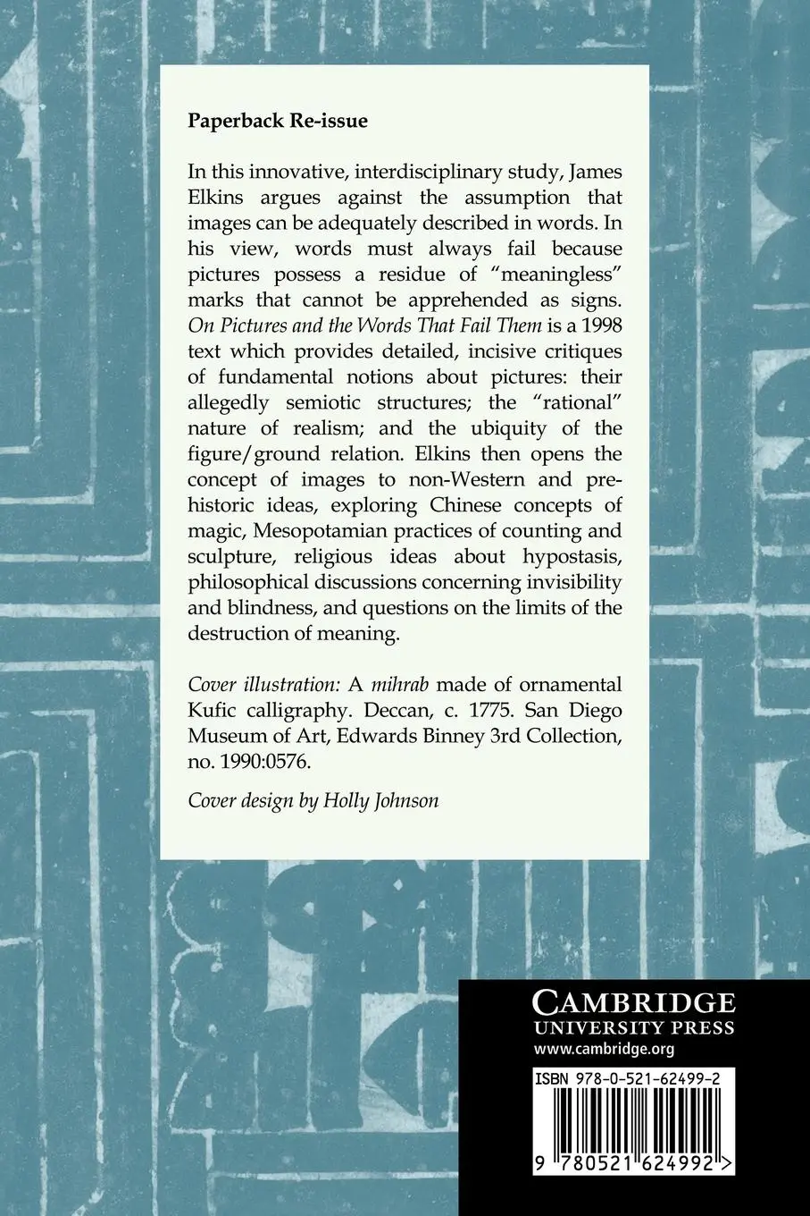 Rückseite: 9780521624992 | On Pictures and the Words That Fail Them | James Elkins (u. a.) | Buch