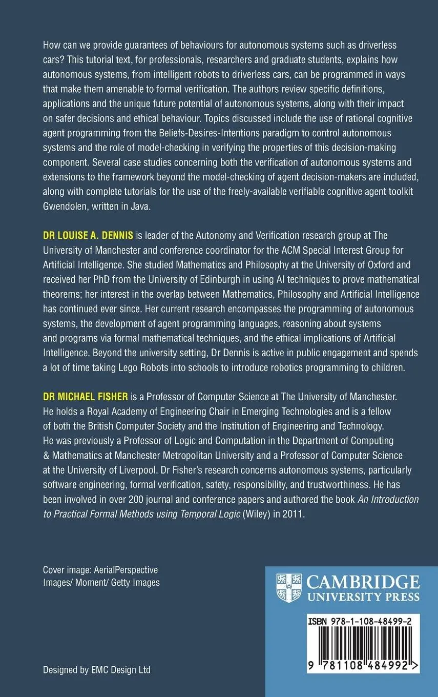 Rückseite: 9781108484992 | Verifiable Autonomous Systems | Louise A Dennis (u. a.) | Buch | 2023