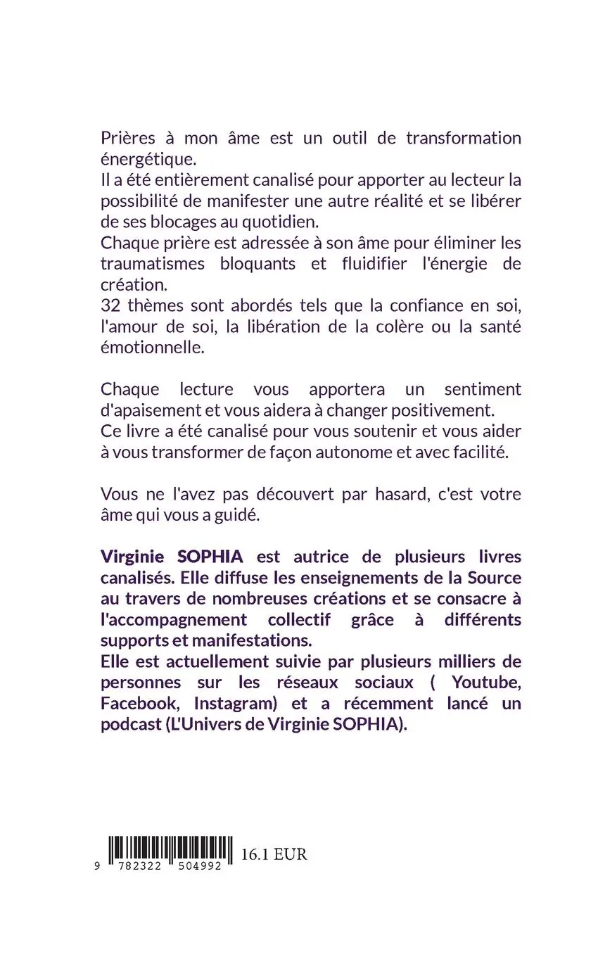 Rückseite: 9782322504992 | Prières à mon âme | Virginie Sophia | Taschenbuch | Paperback | 2023