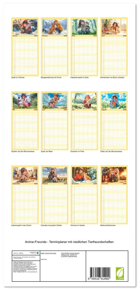 Bild: 9783516614992 | Familienplaner 2026 - Anime-Freunde - Terminplaner mit niedlichen...
