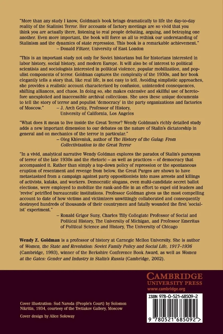 Rückseite: 9780521685092 | Terror and Democracy in the Age of Stalin | Wendy Z. Goldman | Buch