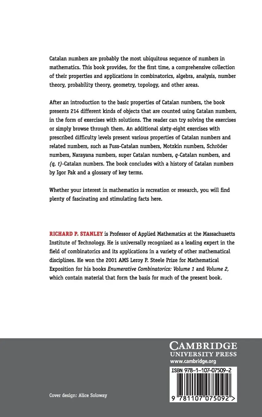 Rückseite: 9781107075092 | Catalan Numbers | Richard P. Stanley | Buch | Englisch | 2015