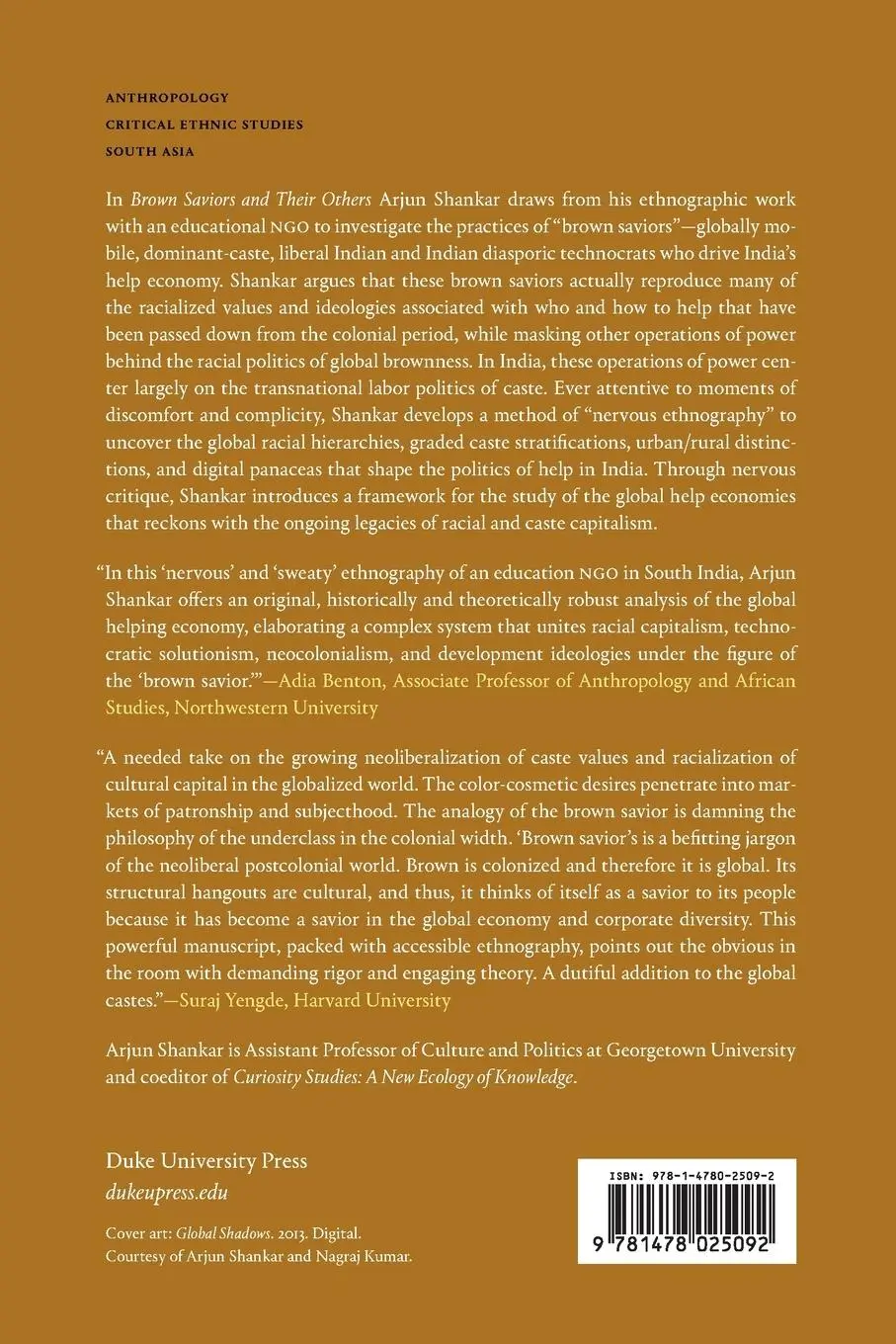 Rückseite: 9781478025092 | Brown Saviors and Their Others | Arjun Shankar | Taschenbuch | 2023