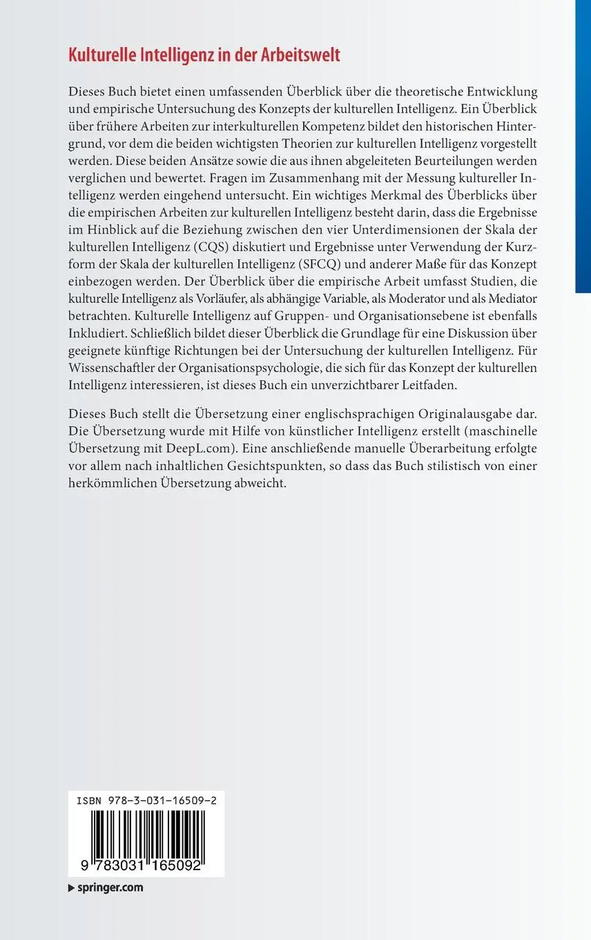Rückseite: 9783031165092 | Kulturelle Intelligenz in der Arbeitswelt | Yuan Liao (u. a.) | Buch