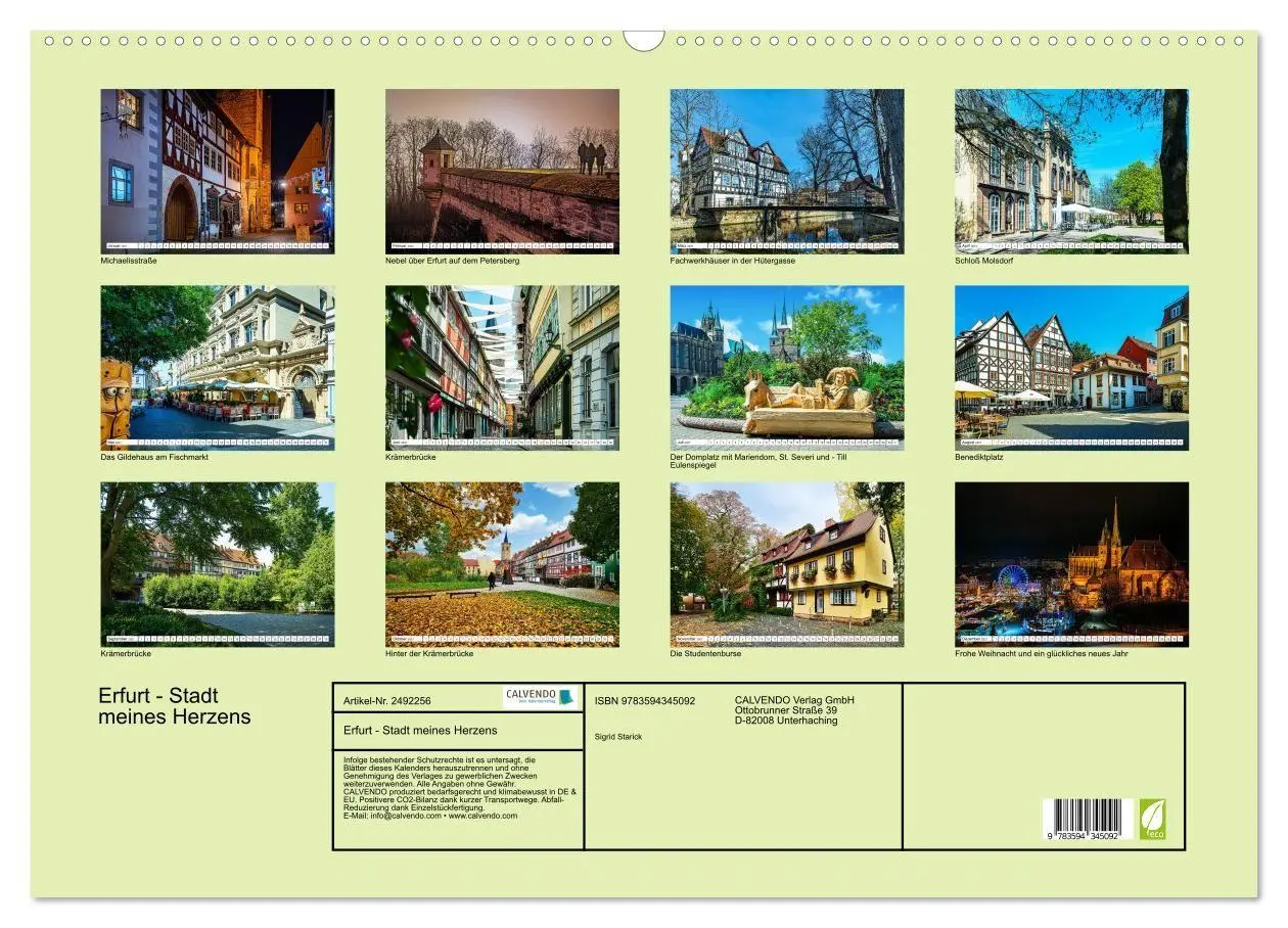 Bild: 9783594345092 | Erfurt - Stadt meines Herzens (Wandkalender 2027 DIN A2 quer),...